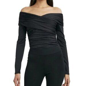 BCBGMAXAZRIA Gathered Off The Shoulder Long Sleeve Bodysuit - US XS